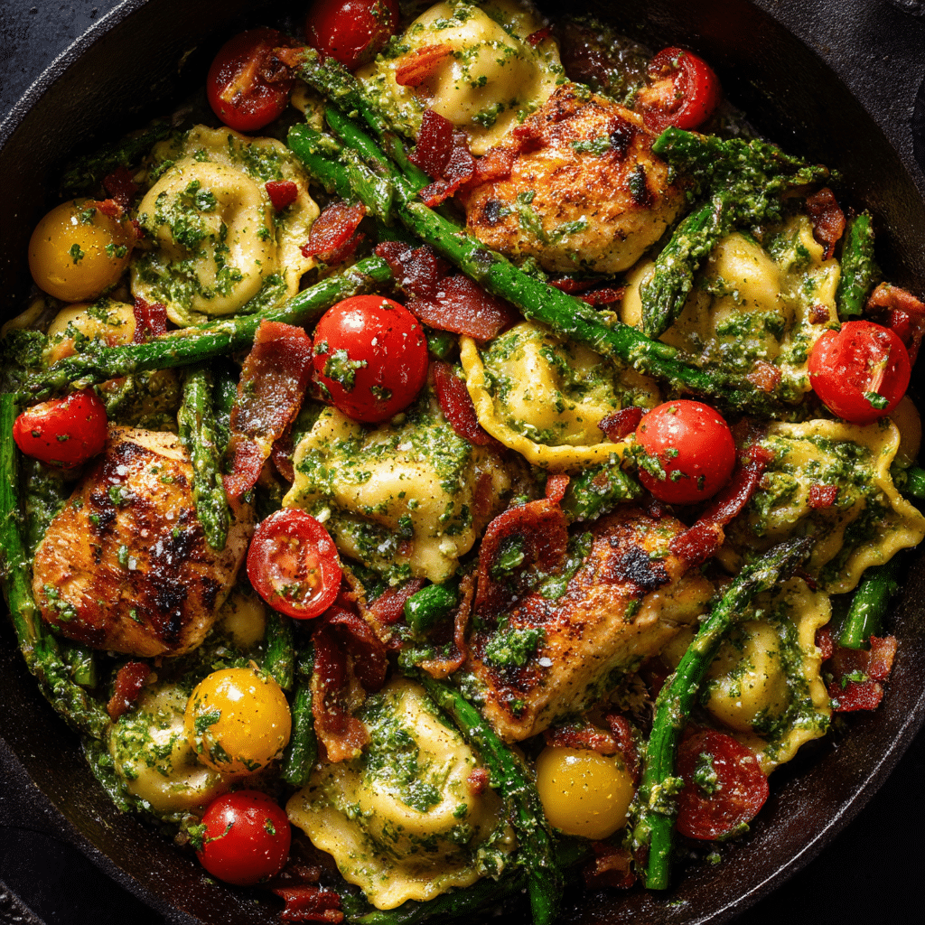 Chicken Ravioli with Pesto and Veggies Recipe