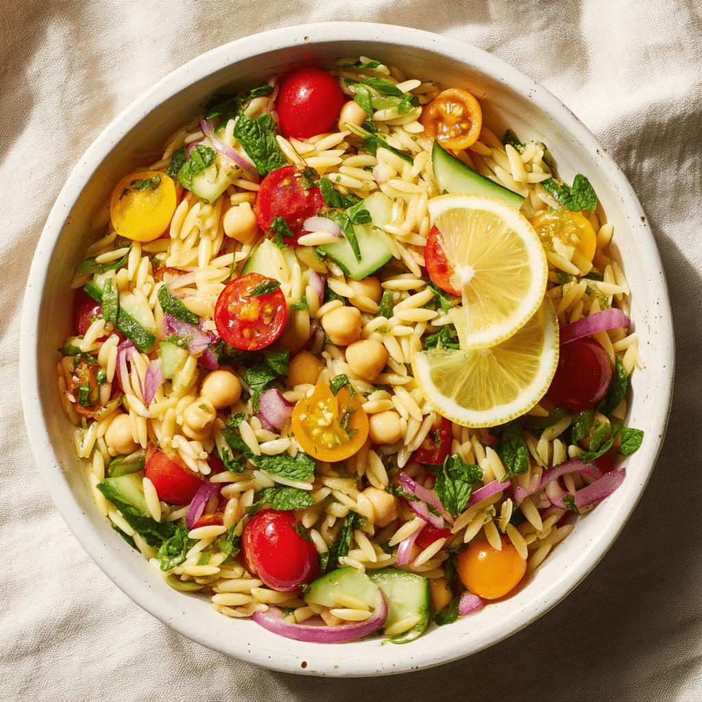 Lemon Orzo Chickpea Salad Recipe