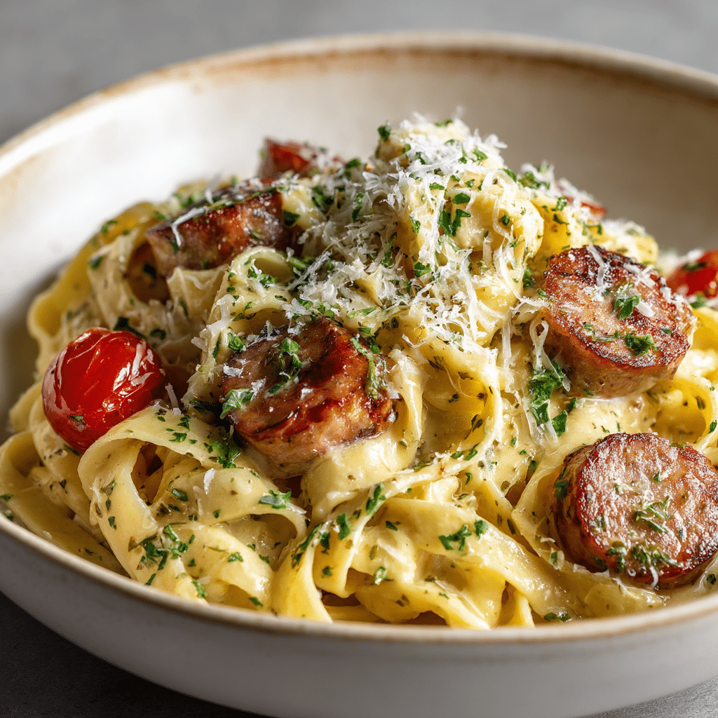 Creamy Italian Sausage Fettuccine Pasta