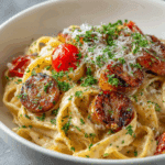 Creamy Italian Sausage Fettuccine Pasta