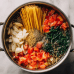 Tomato Spinach One Pot Pasta