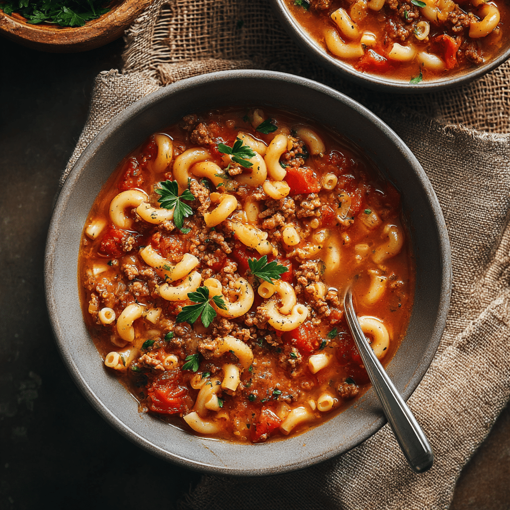 Hamburger Soup with Macaroni (Goulash Soup)