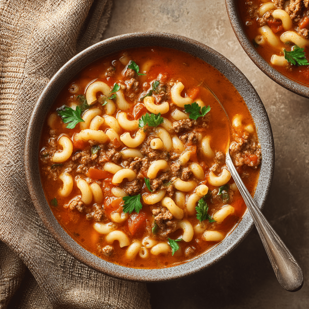Hamburger Soup with Macaroni (Goulash Soup)