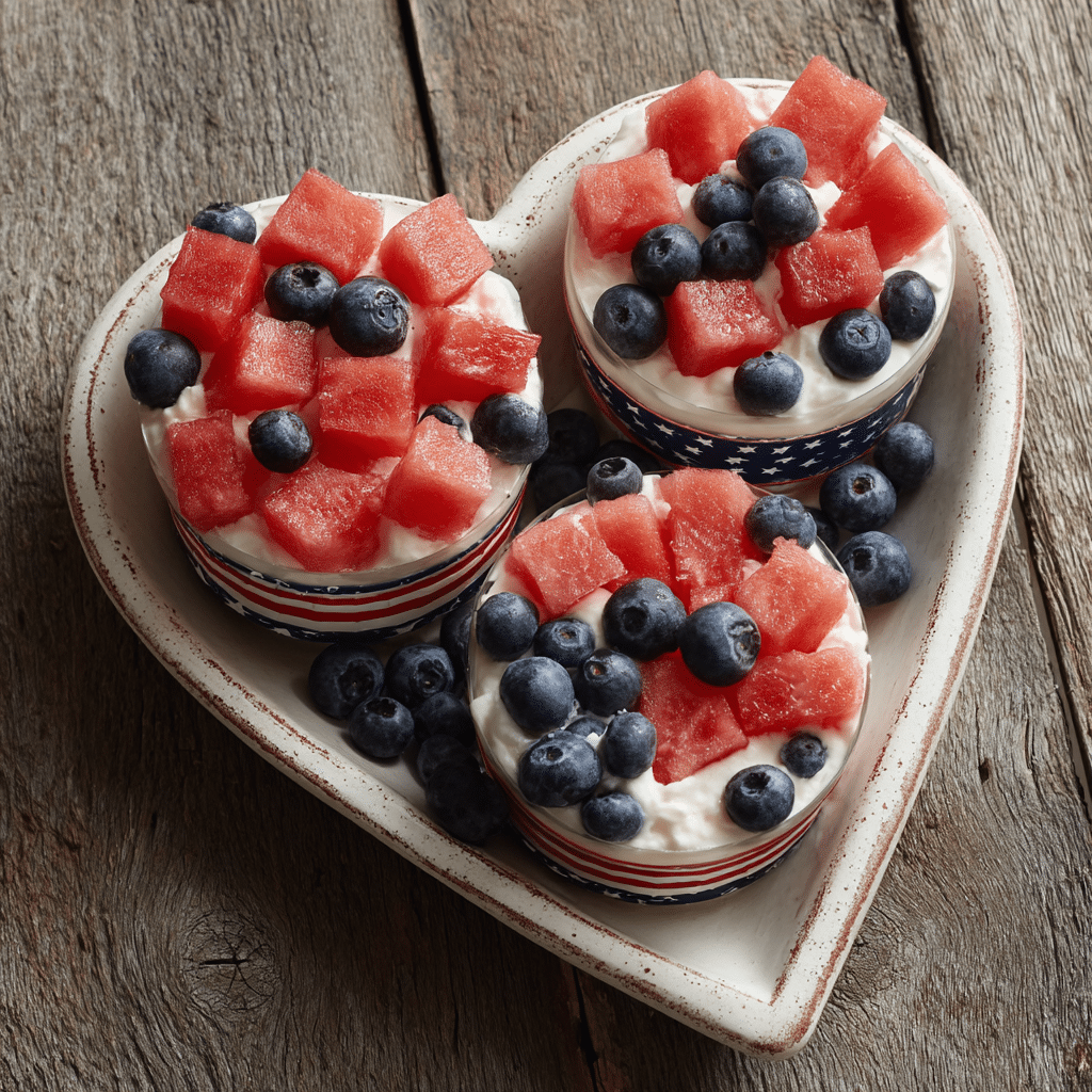 Easy Fruit and Cream | Patriotic Red White and Blue Dessert