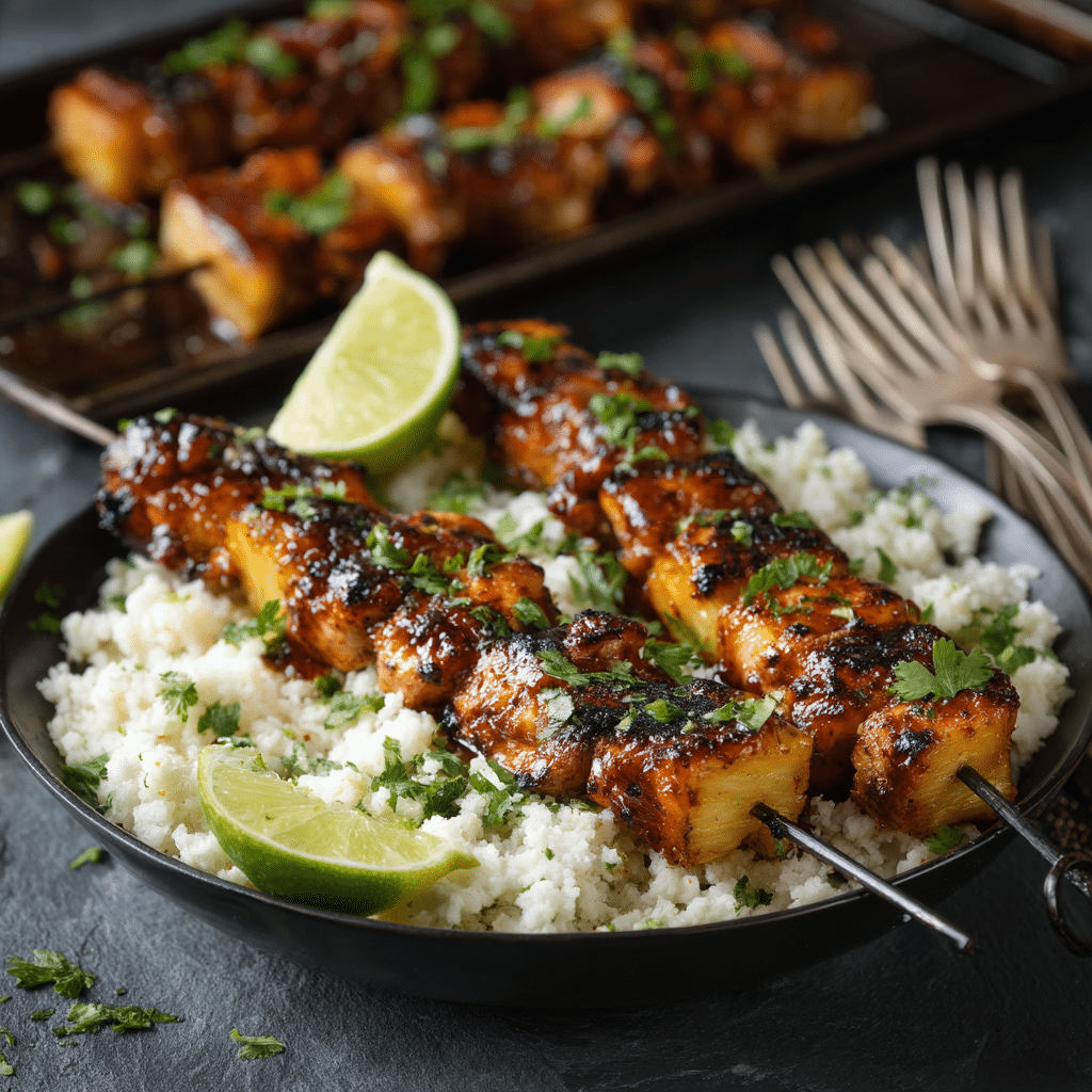 Sweet and Spicy Grilled Chicken and Pineapple Skewers