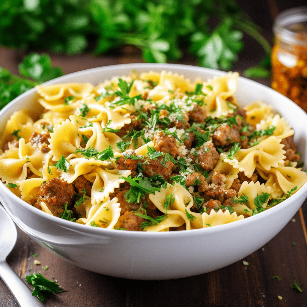 Cheesy Beef and Bowtie Pasta Recipe