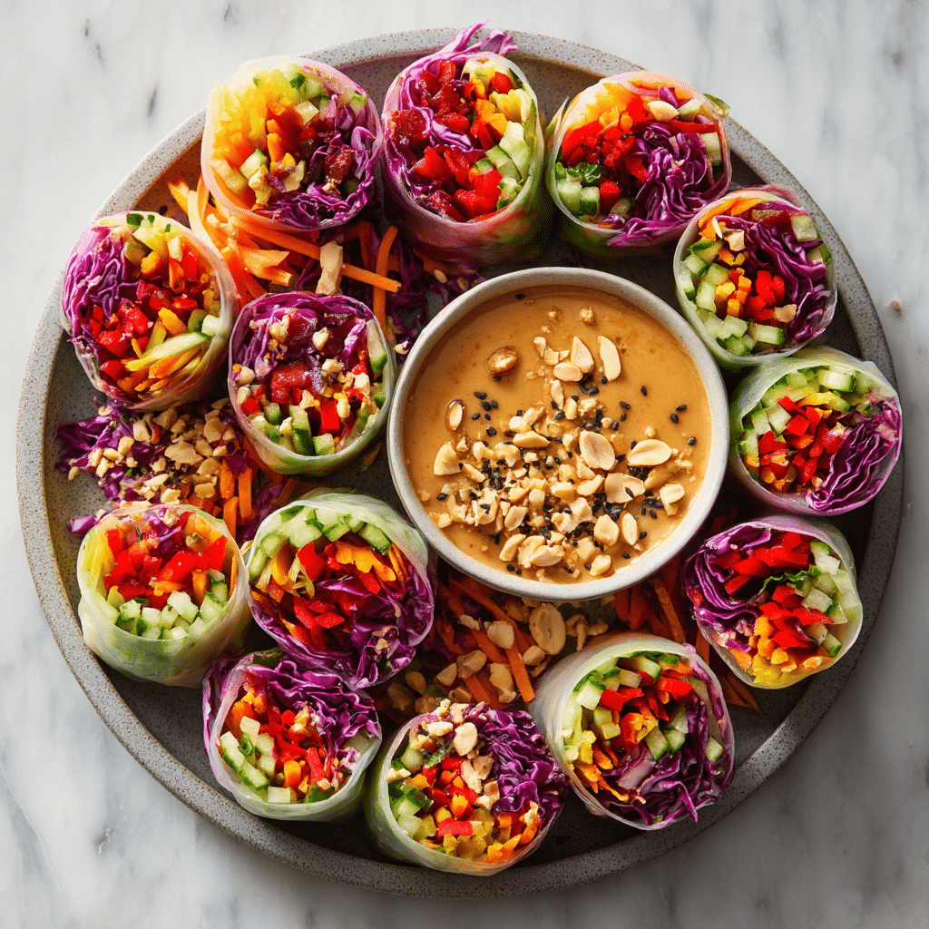 Vegetable Spring Rolls with Peanut Sauce Recipe