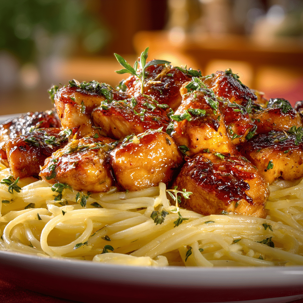 Delicious Garlic Butter Chicken Bites Pasta Recipe