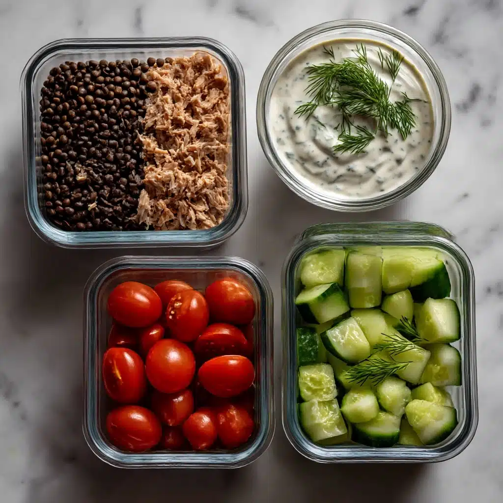Lentil Greek Salad with Dill Sauce Recipe - Recipe Image