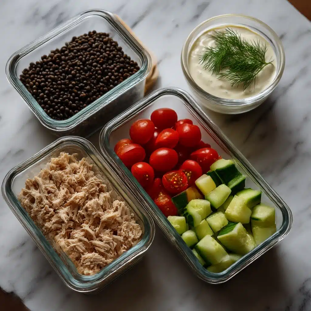 Lentil Greek Salad with Dill Sauce Recipe - Recipe Image