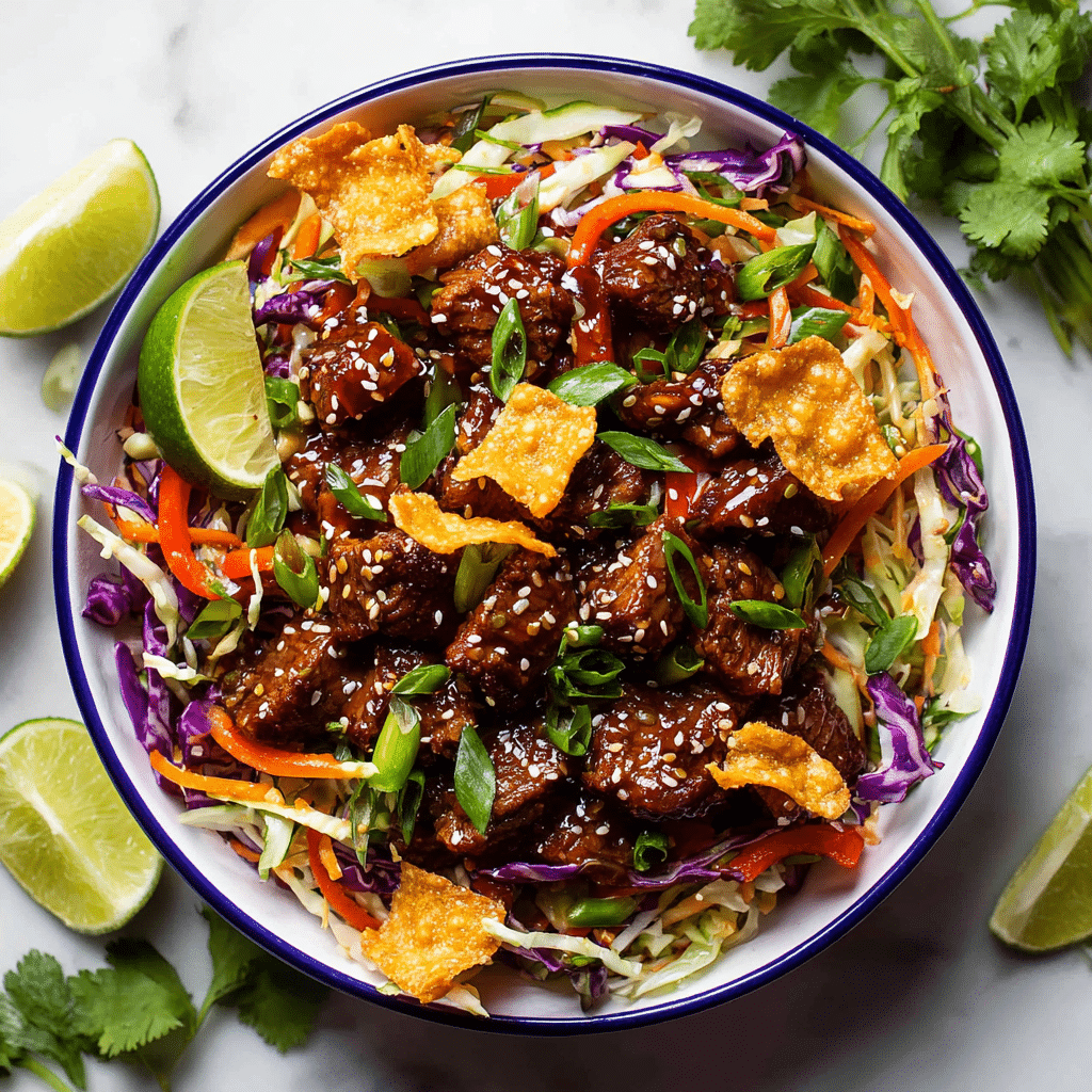 Teriyaki Chicken Wonton Taco Bowls