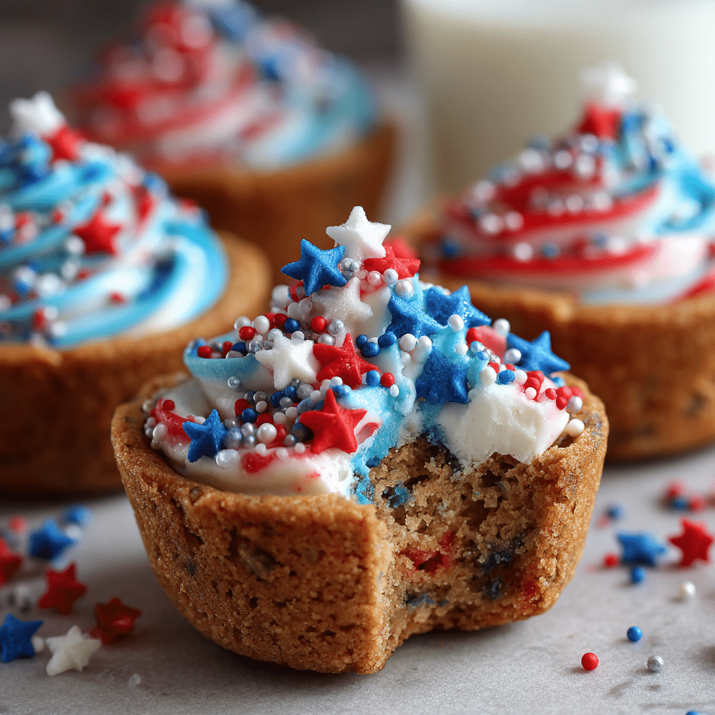 Patriotic Chocolate Chip Cookie Cups