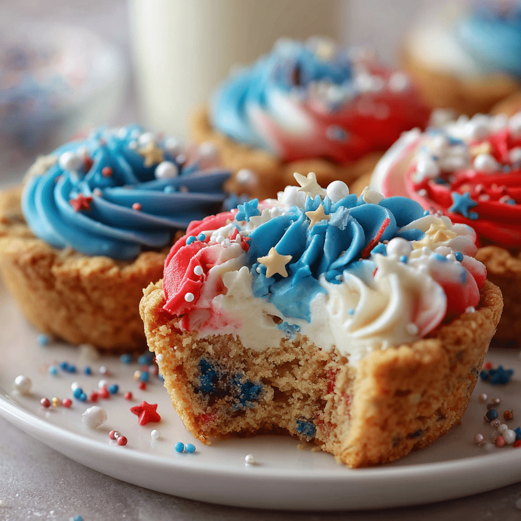 Patriotic Chocolate Chip Cookie Cups