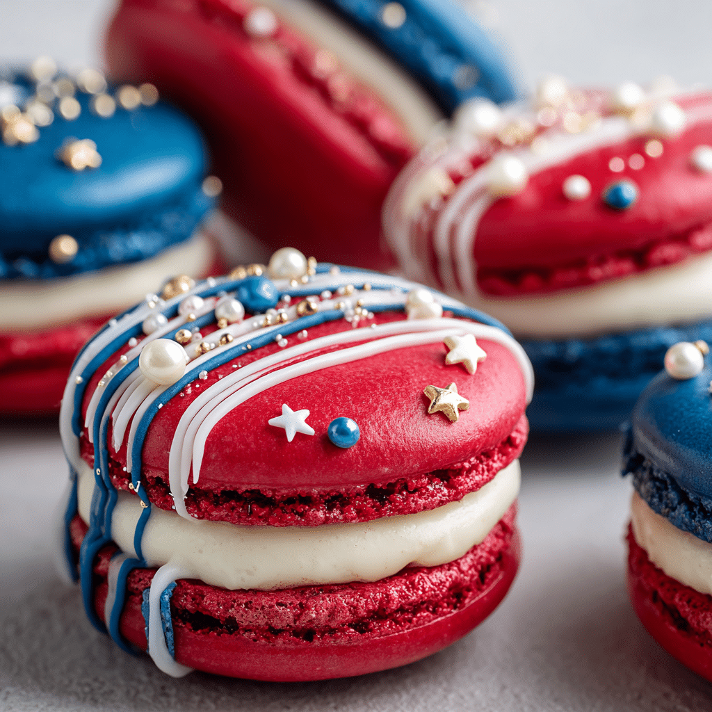Red White and Blue Macarons