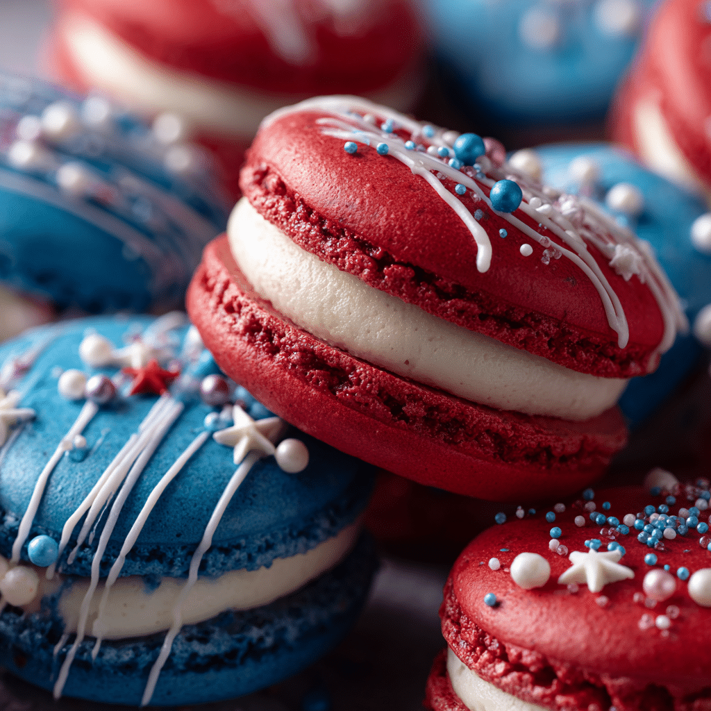 Red White and Blue Macarons