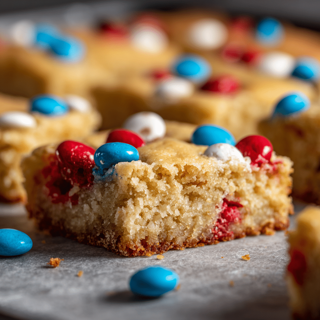 Red White and Blue M&M Cookie Bars
