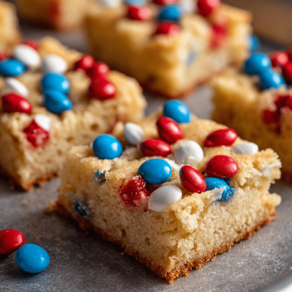 Red White and Blue M&M Cookie Bars
