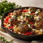 Greek Meatballs and Orzo Skillet