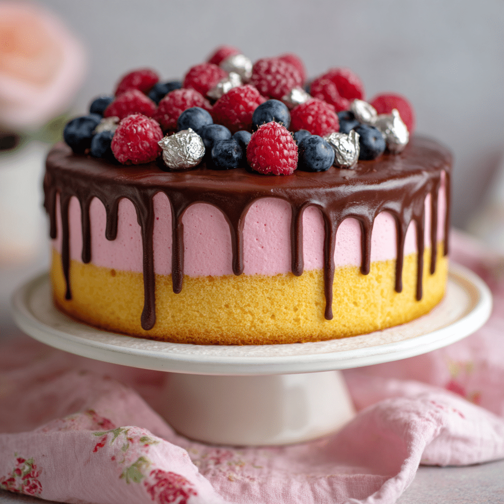 Chocolate Raspberry Mousse Cake {4 Layers}