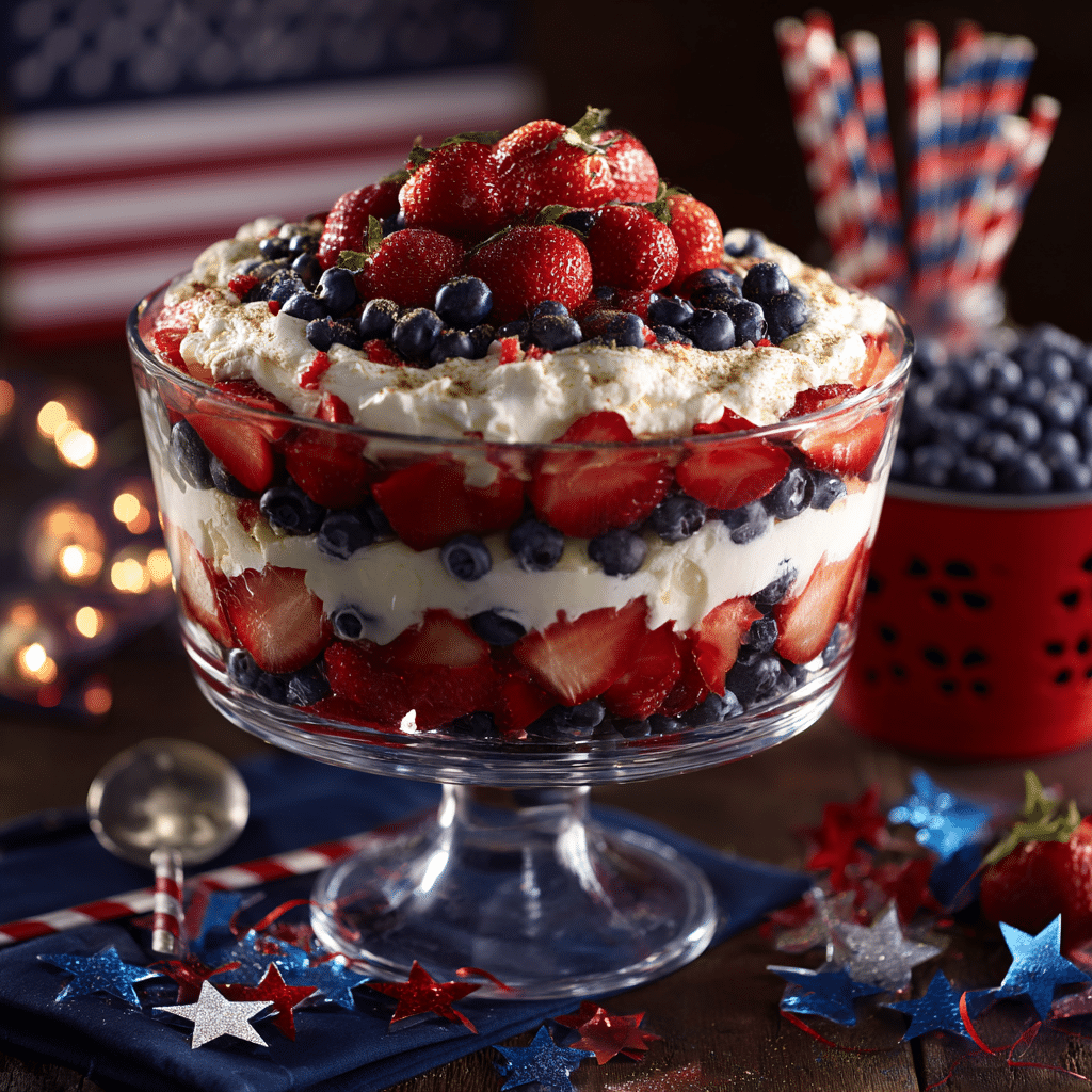 Red, White and Blue Trifle