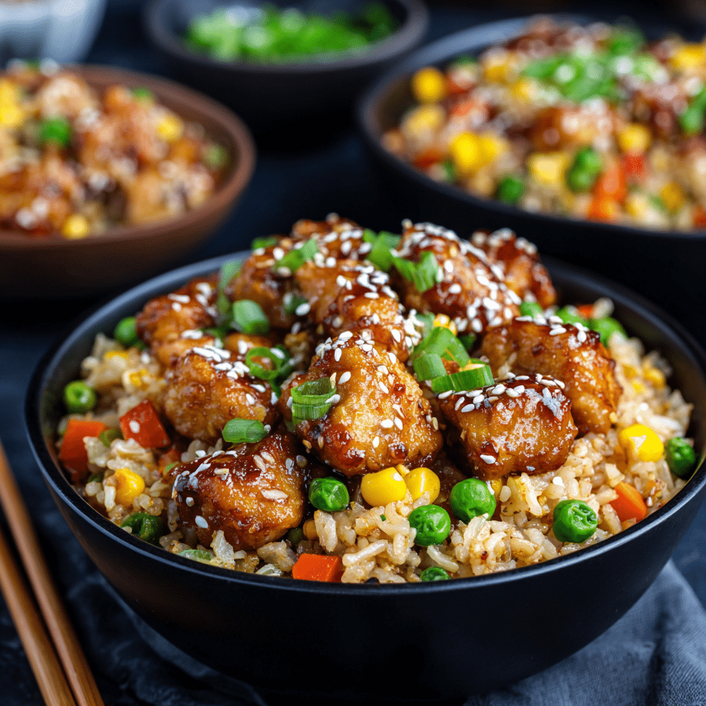 High Protein Crispy Garlic Chicken Fried Rice
