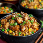 High Protein Crispy Garlic Chicken Fried Rice