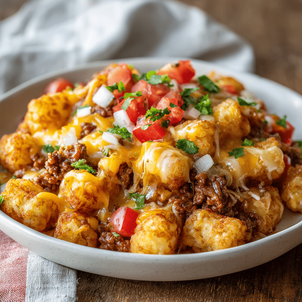 Cheesy Tater Tot Casserole with Ground Beef and Rotel