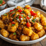 Cheesy Tater Tot Casserole with Ground Beef and Rotel