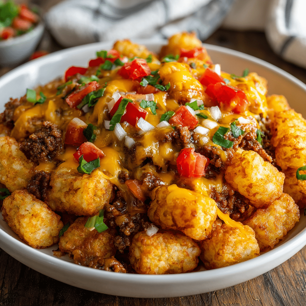 Cheesy Tater Tot Casserole with Ground Beef and Rotel