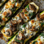 Spinach, Mushroom, and Ricotta Stuffed Zucchini