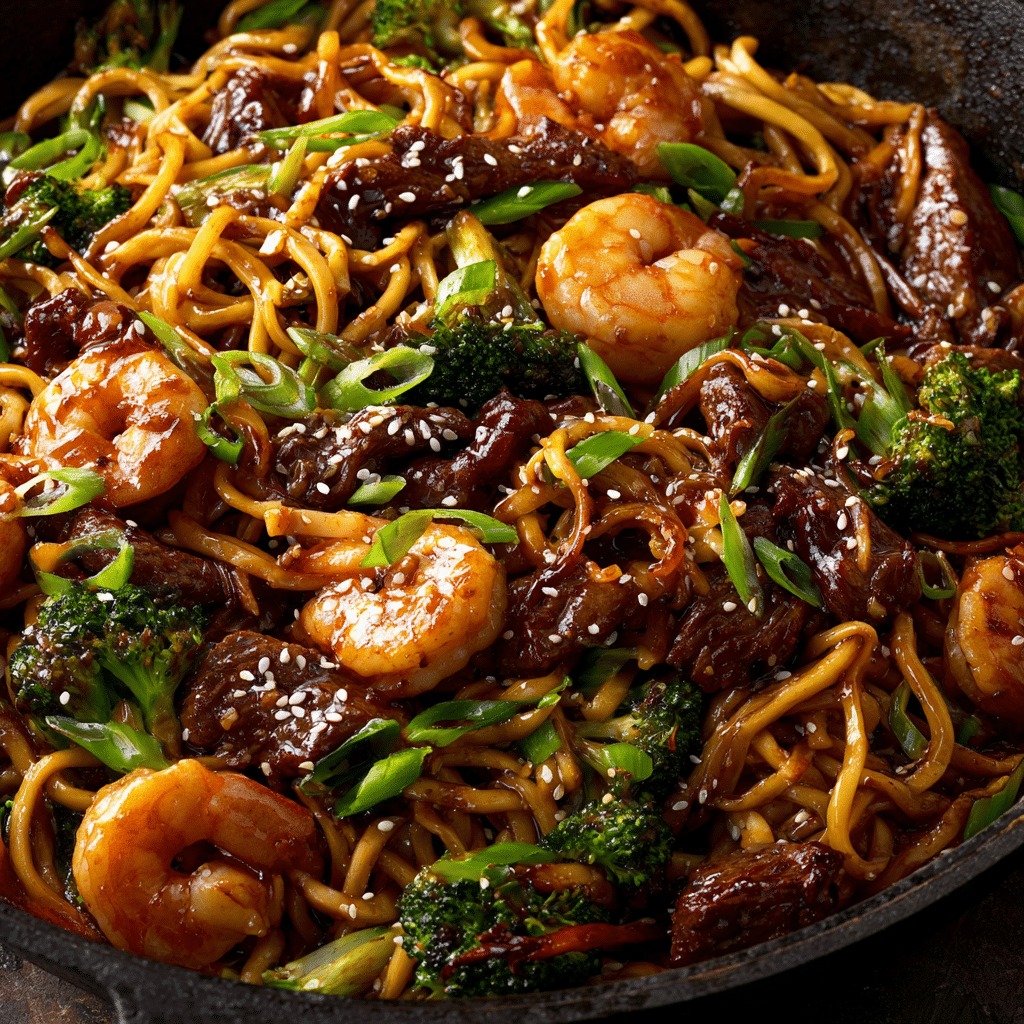 Shrimp Teriyaki Steak Noodles